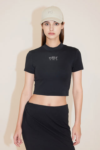 Miss Sixty x Keith Haring Capsule Collection Cropped T-Shirt With Printed Logo