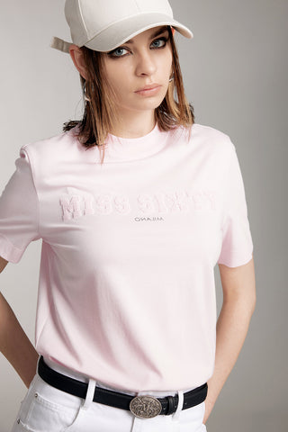Mock Turtleneck Embroidered T-Shirt