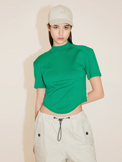 Round Mock Turtleneck Slim Fit T-Shirt