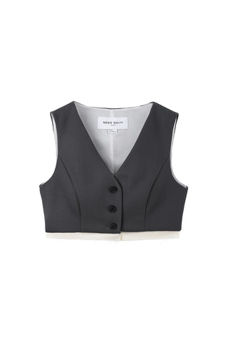 Cropped Vest With Spliced Design