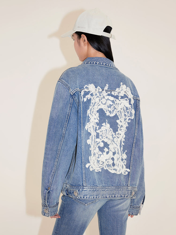 Delicate Embroidered Denim Jacket