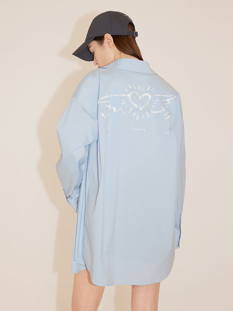 Miss Sixty x Keith Haring Capsule Collection Baby Blue Printed Shirt