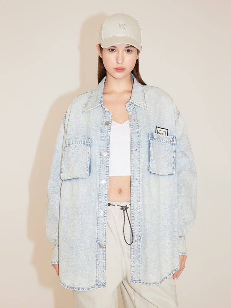 Casual Style Long Denim Shirt