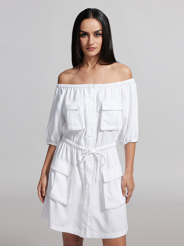 Casual Tencel White Denim Dress