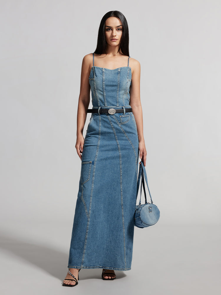 Vintage Cargo Style Denim Dress