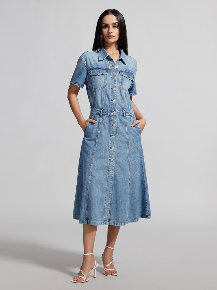 Single Breasted Denim Dress