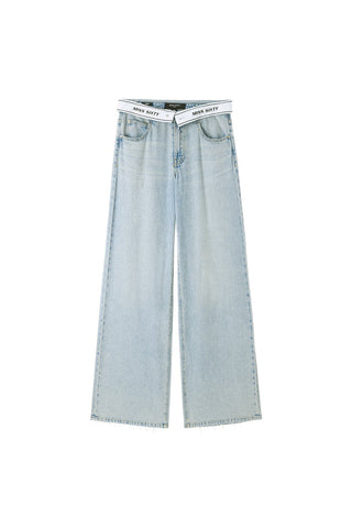 Denim Jeans With Foldover Waist