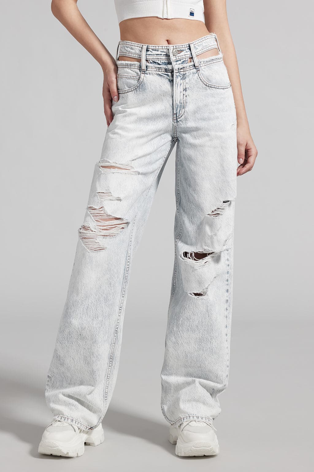 Vintage Ripped Hollow Waist Jeans