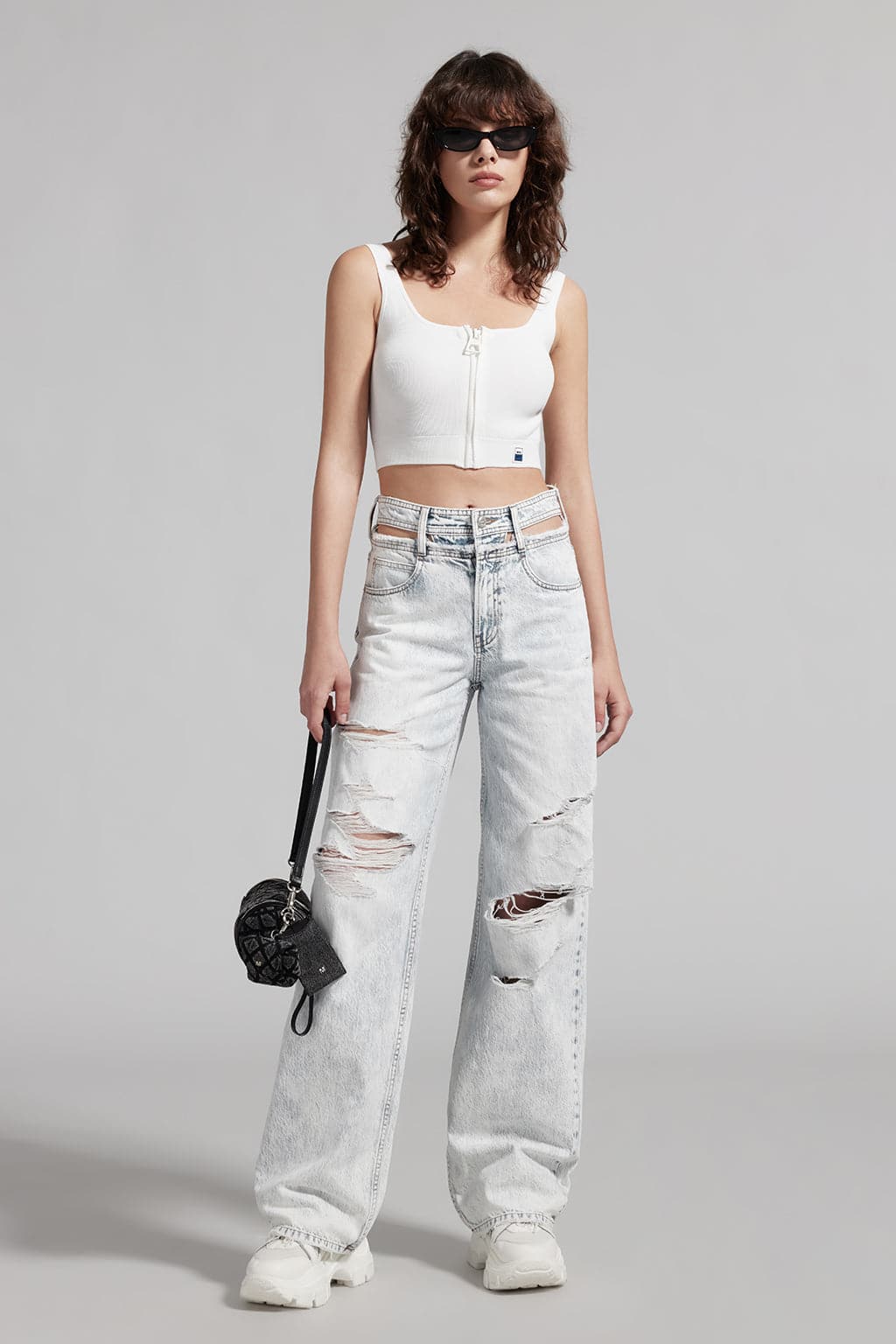 Vintage Ripped Hollow Waist Jeans