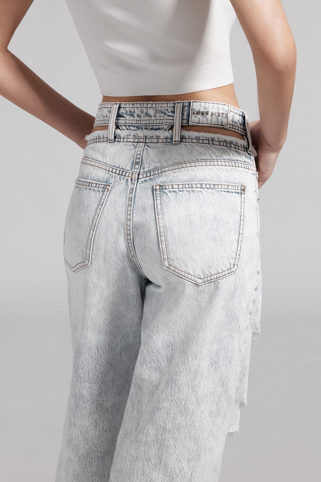 Vintage Ripped Hollow Waist Jeans