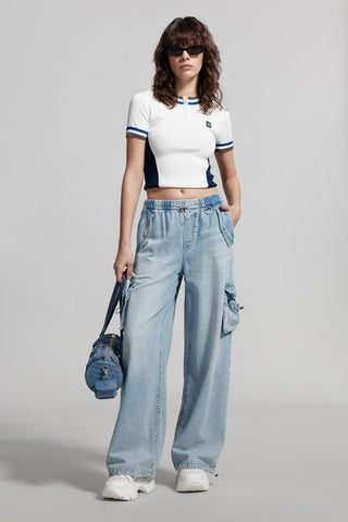 Cargo Style Jeans With Acetate