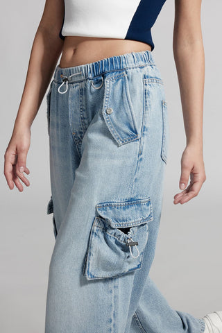 Cargo Style Jeans With Acetate