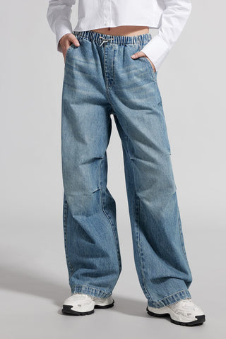 Elastic Waisted Sporty Jeans