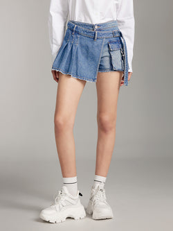 Denim Culottes With Acetate