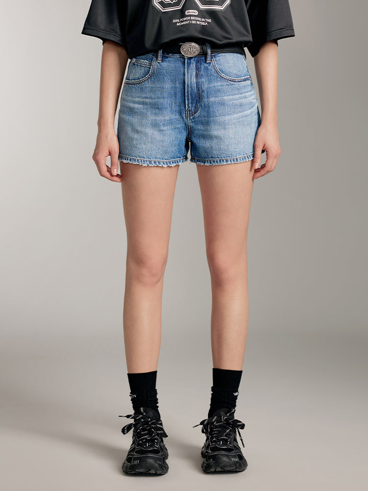 High Waisted Vintage Distressed Denim Shorts