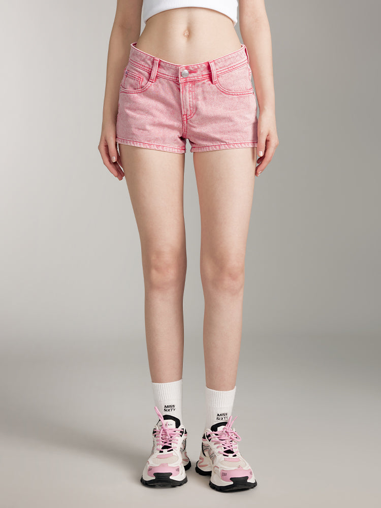 Rose Red Low Rise Denim Shorts