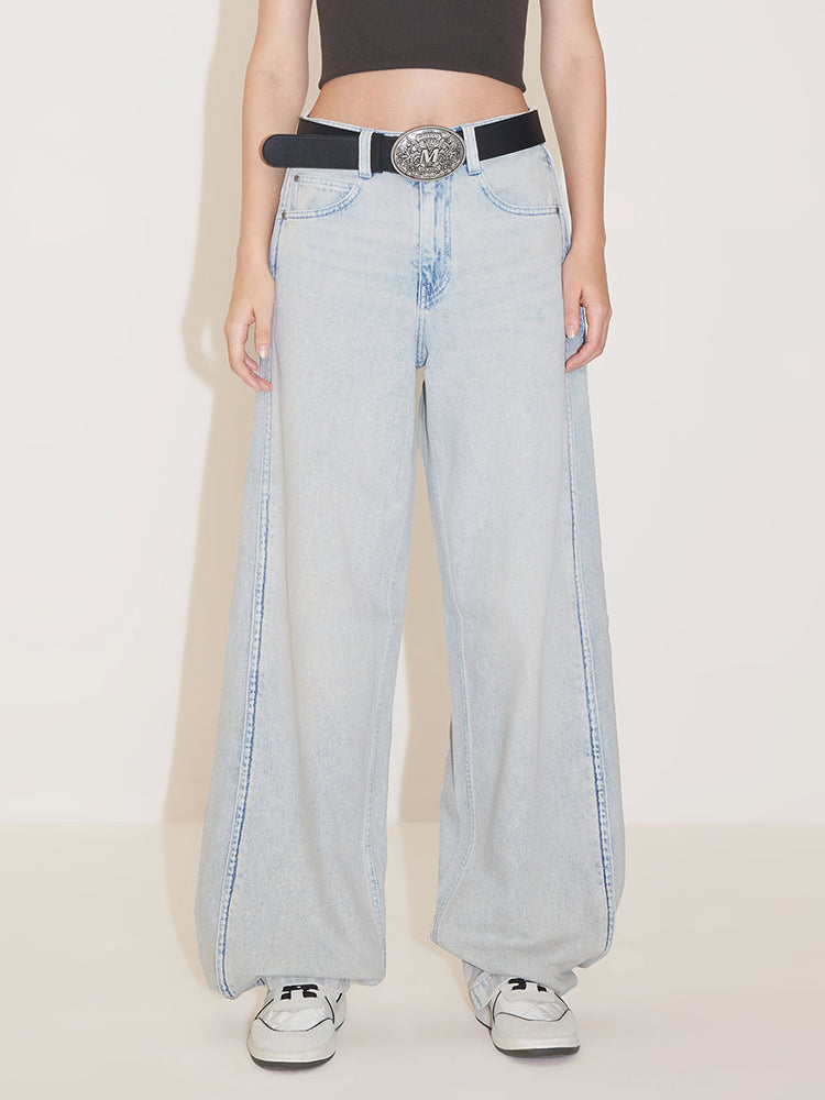 High Waisted Adjustable Wide Leg Jeans