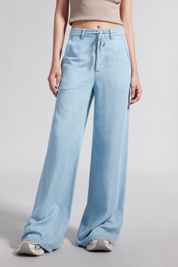 Elastic Waisted Draped Tencel Jeans