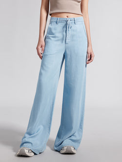 Elastic Waisted Draped Tencel Jeans