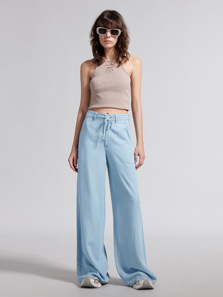 Elastic Waisted Draped Tencel Jeans