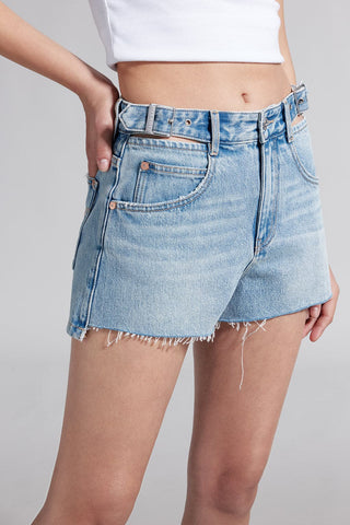 Denim Shorts With Cut Out Waist Design