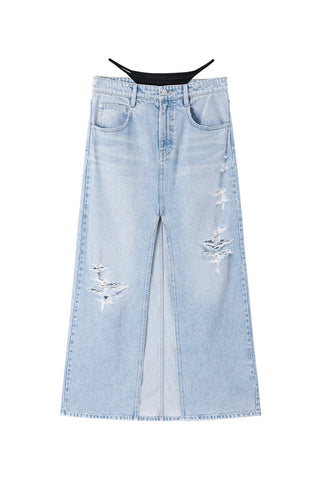 Maxi Slit Denim Skirt