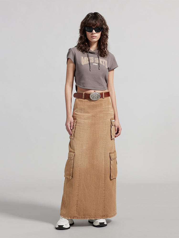 Vintage Cargo Style Denim Skirt