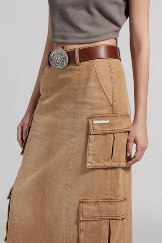 Vintage Cargo Style Denim Skirt