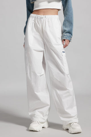 White Elastic High-Waist Trouser