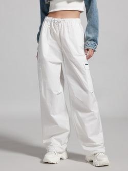 White Elastic High-Waist Trouser