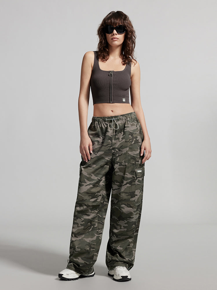 Vintage Camouflage Style Straight Pants