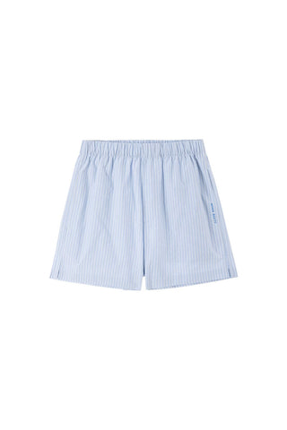 Blue And White Striped Denim Shorts