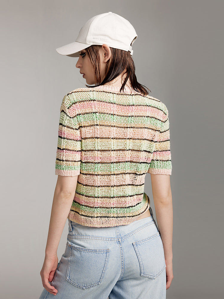 Colorful Striped Knit Top