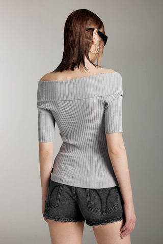 Off-Shoulder Slim Fit Knit Top