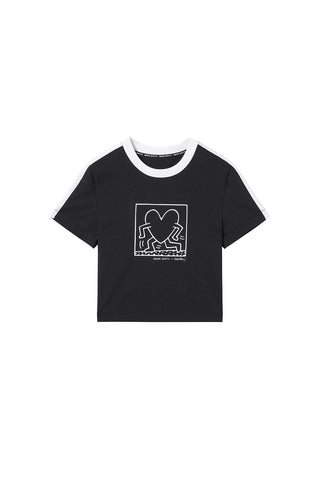 Miss Sixty x Keith Haring Capsule Collection Crew Neck Heart Shape Print T-Shirt