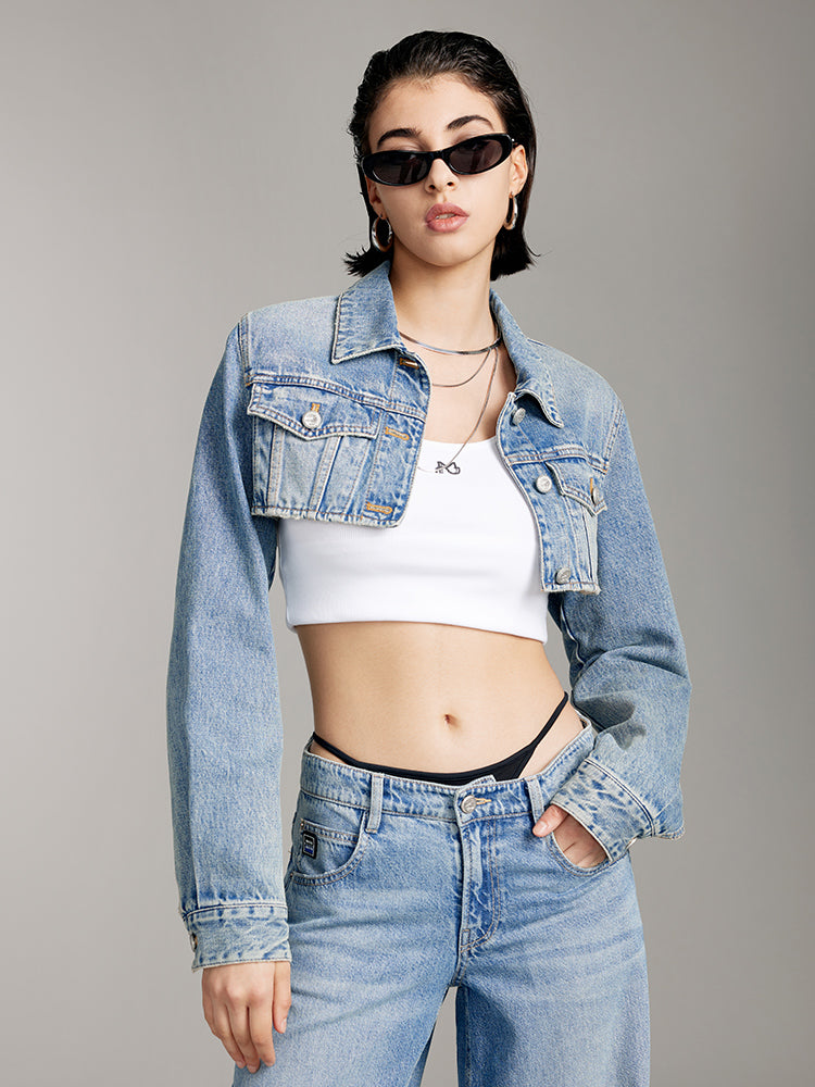 Retro Cropped Denim Jacket