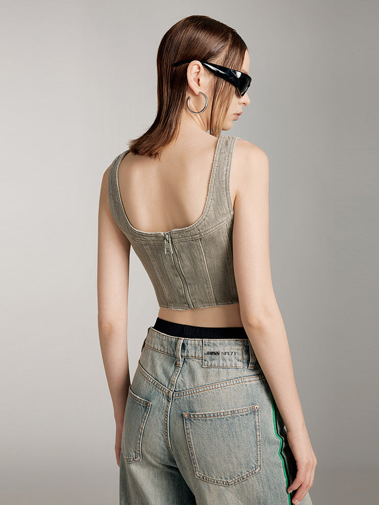 Vintage Denim Sleeveless Top