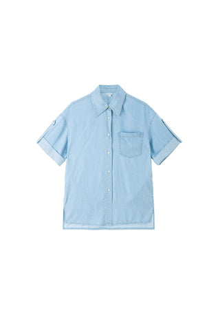 Baby Blue Denim Shirt With Tencel