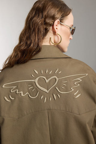 Miss Sixty X Keith Haring Capsule Collection Vintage Army Green Trench Coat