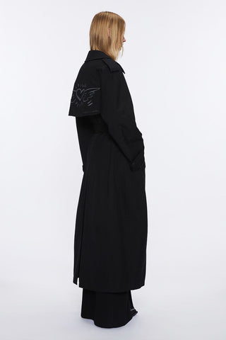 Miss Sixty X Keith Haring Capsule Collection Long Fit Trench Coat In Black