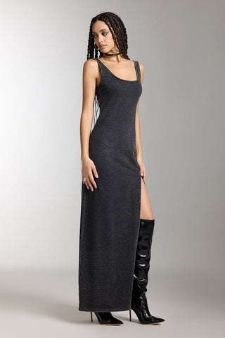 Elegant Slit Denim Dress