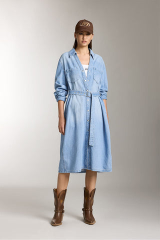 Elegance Denim Dress With Tencel