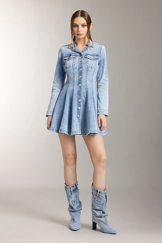 Vintage Lapel Denim Dress