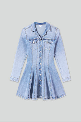 Vintage Lapel Denim Dress