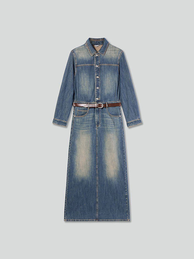 Denim Dress with Split