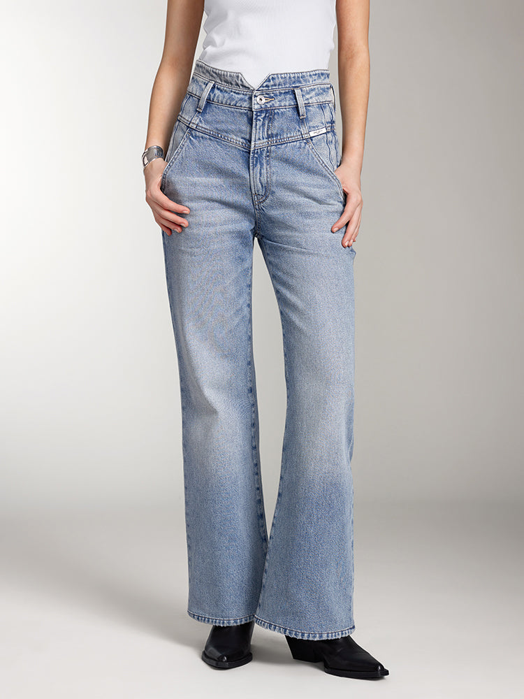 V-Shape Waist Vintage Flared Jeans