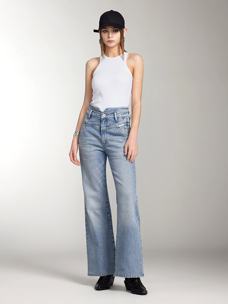 V-Shape Waist Vintage Flared Jeans