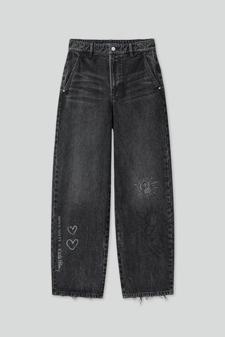 Miss Sixty X Keith Haring Capsule Collection Black Wide Leg Jeans With Printed