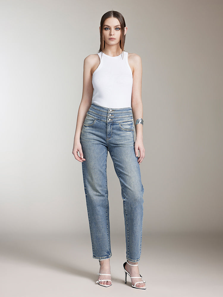 High Waisted Straight-Fit Jeans