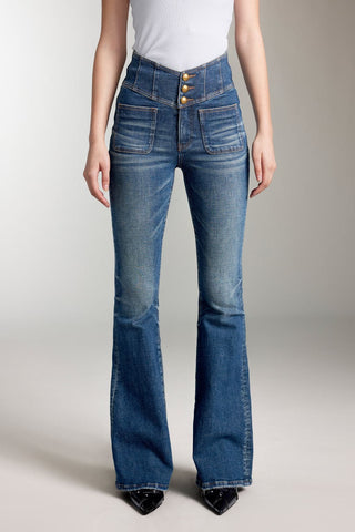 V-Shape Super High Waist Flared Jeans